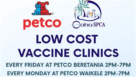 petco vaccine clinic|Oahu SPCA .